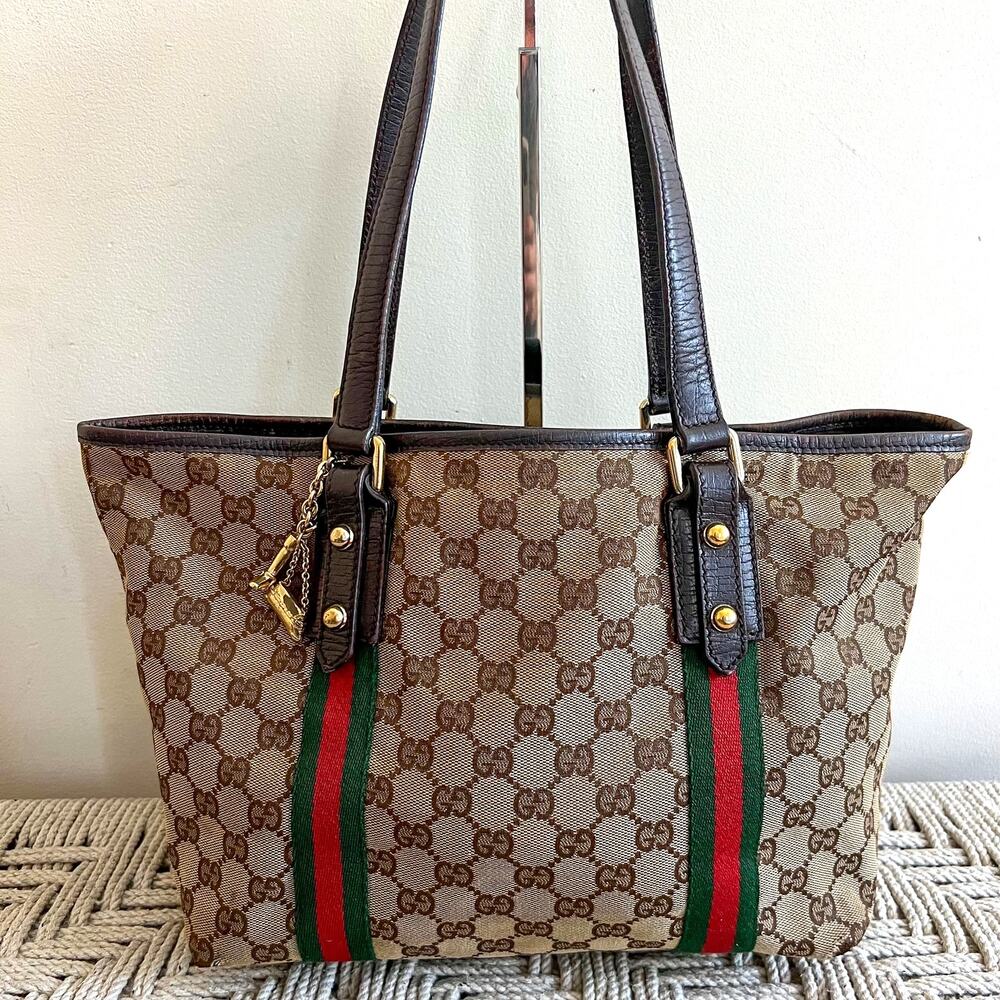 GUCCI GG Supreme Canvas and Leather Tote Bag - Picture 1 of 16
